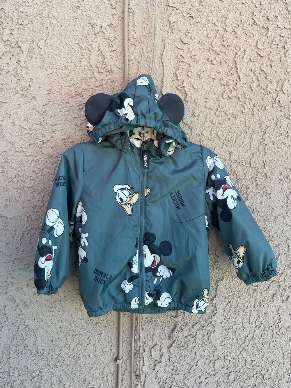 H&M Kids Mickey & Friends Green Hooded Jacket